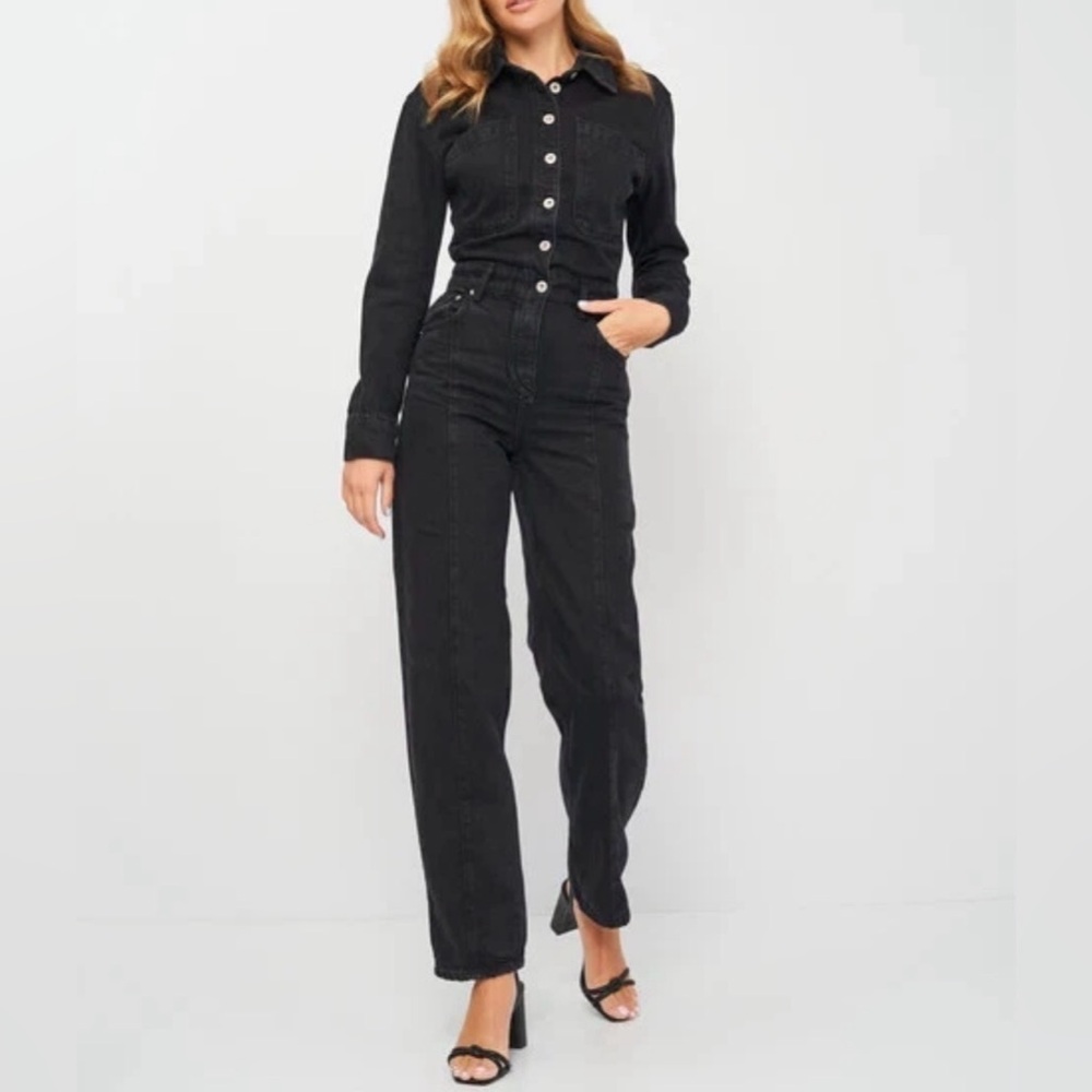 Zara The Dorian Denim Jumpsuit Black L